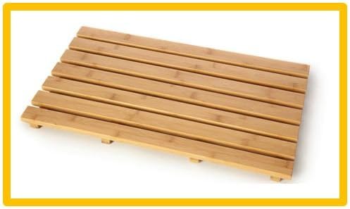 Premier Bamboo Wood Rectangular Duck Board Bath Mat Set Bathroom Shower