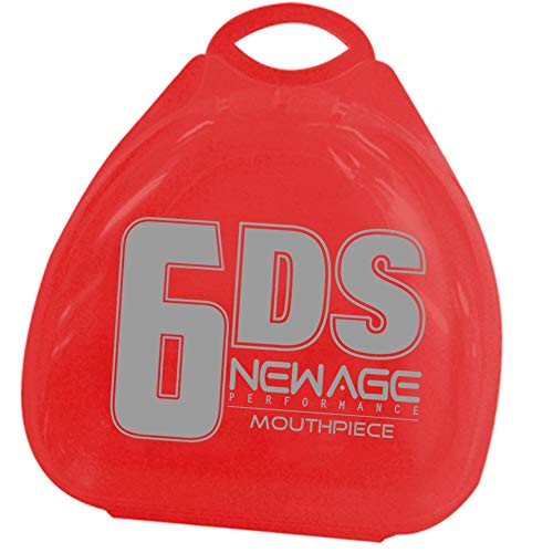 New Age Performance 6DS Sports and Fitness Weight-Lifting Mouthpiece - Lower Jaw - No-Contact - Includes Case - Red