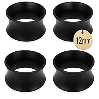Fellisimo 4x Silikon Ohr Tunnel 12 mm, 6mm, 8mm, 10mm – Schwarz – Weicher Silikon Plug/Tunnel – Komfort, Stabiler Halt, Pflegeleicht – für Geweitete Ohren – Double Flared (Schwarz 12mm)