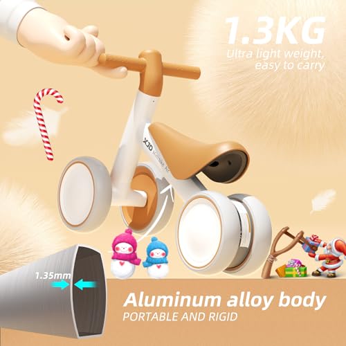 XJD Children's Balance Bike from 1 Year, Children's Toy for 10-24 Months Baby, Balance Bike with 4 Wheels for 1 Year Boys Girls, First Bicycle Baby Toy as Birthday Gift (Brown) - Image 4