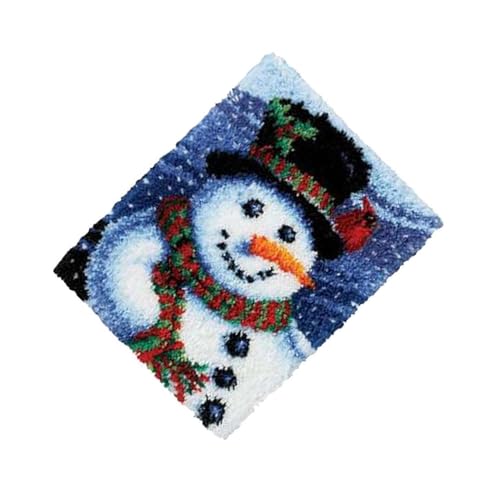 Kit tapis à crocheter bonhomme de neige 52x38 cm avec fils colorés EIOLWJIEO