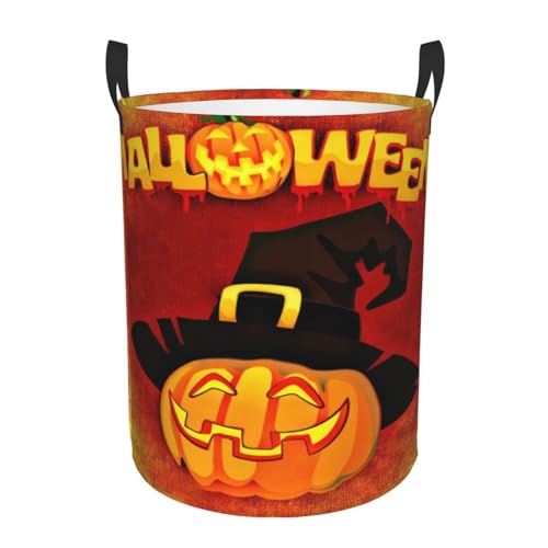 Cestos Para La Colada Sombrero De Otoño De Calabaza De Halloween Laundry Basket Ligero Cesto De Almacenamiento Mantas Cesto De Ropa Sucia Para Baño Habitación Infantil Lavandería 40X50Cm