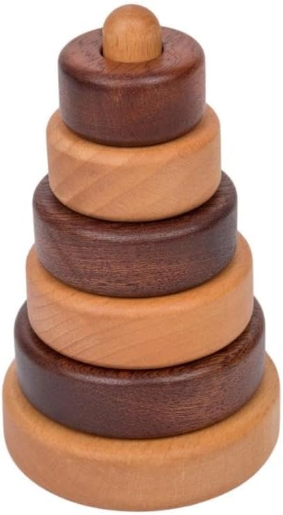 Wooden Stacking Rings for Babies 12+ Months, Montessori Stacker Toys for Toddlers, Educational Learning Sorter and Stacking Tower, Natural Wood Toy for Fine Motor Skills (Circle)