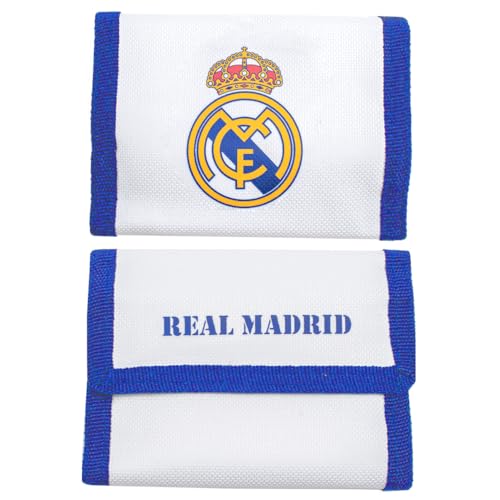 ms móvil shop Portefeuille officiel R Madrid blanc | Design sportif avec blason du club | Fermeture Velcro | Compartiments pour cartes et billets | Accessoire...