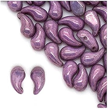 24 pcs ZoliDuo Czech 2-Hole Glass Beads 5 x 8 mm, Violet, Right Version