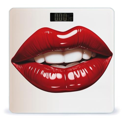 Báscula digital para baño con diseño labios rojos