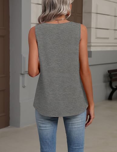 Image of Zeagoo Womens Tank Tops Summer Sleeveless Loose Fit Tops V Neck Pleated Shirts Basic Tees Dressy Casual Trendy Clothes