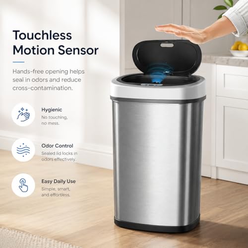 Bote de basura automático sensor 50L plateado miniatura 2