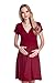 Happy Mama. Women's Maternity Jersey Flare Baby Shower Dress Short Sleeves. 108p (Crimson, US 10, L)