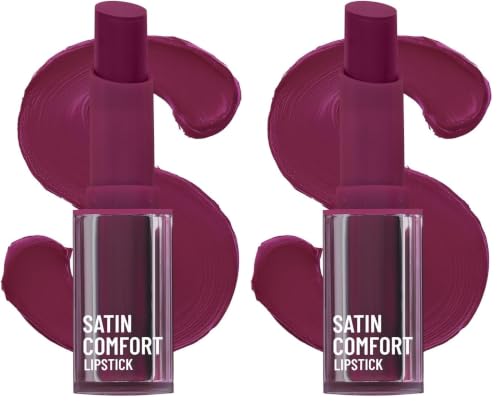 Image of Swiss Beauty Satin Comfort Lipstick | Ultra-Hydrating | Highly Pigmented | Smooth Glide | Satin Matte Finish | One-Swipe Application | Shade- 15 Old Cherry, 3gm (Pack of 2)