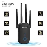 [page_title]-JOOWIN WLAN Repeater, 1200Mbit/s WLAN Verstärker Dual Band WiFi Repeater mit AP-Modus/Repeater/Router, WiFi Range Extender kompatibel mit Allen WLAN Geräten (schwarz)