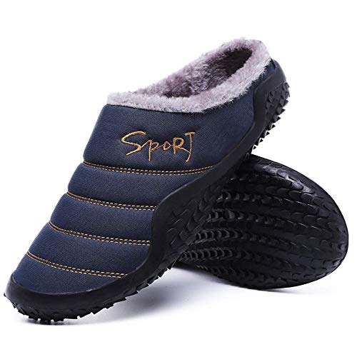 Asifn Womens Mens Slippers House Winter Slip on Shoes Warm Fur Lined Snow Plush Waterproof Indoor/Outdoor