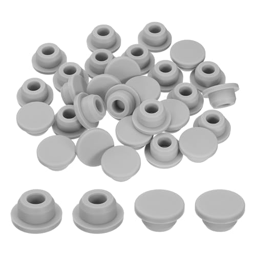Image of uxcell 30 Pcs Hole Plugs, Heat Resistant Silicone Flush Type Fastener Hole Cover Plug for 20mm(13 /16 Inch) Hole, Round Snap Locking Tubing Plug Hole for Furniture Cabinet, Grey