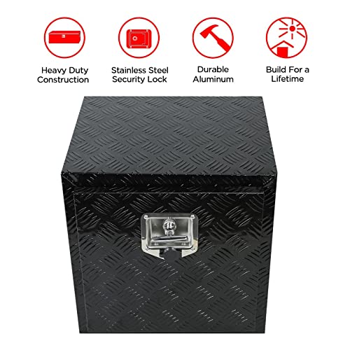 18"X17"X17.75" Black Aluminum 5 Bar Tread Tool Box Truck Car Outdoor Trailer Pickup Underbody Toolbox, Rv Storage Organizer, Underbed Tools Organizer W/Lock Latch W/Keys #TOP2