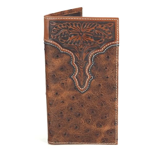 ARIAT Men's Rodeo Ostrich Print Floral Embossed Wallet, One Size