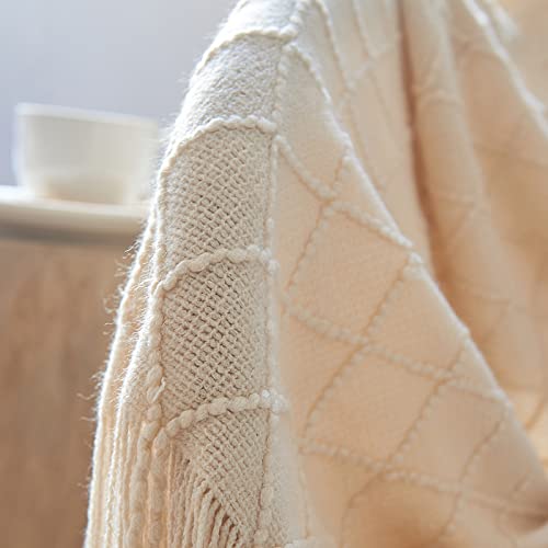 Qqxx Cotton Knit Bed Runner,Knitted Throw Blanket With Tassel,Decorative Bedding Scarf Cover,Solid Color Woven Sofa Throw Bed Runner For Hotel Home Double Single King Size Bed(Queen 26X91Inch, White) #TOP4