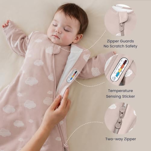 Image of Unisex Sleeping Bag for Babies and Toddlers 1.0 Tog Sleep Sack 6-18 Months, Baby Sleep Sack, Newborn Sleep Sack, Wearable Blanket Baby, One Piece with Sleeves, Gifts for Baby, Pink Sky
