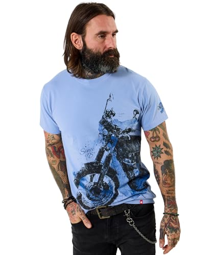Joe Browns Men's Motorbike Sketch Graphic Tee, Regular, Blue, UK L