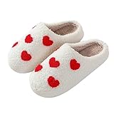 QSKPC Women's Men's Heart Heart Slippers Strawberry Cherry Mushroom Slippers Evil Eye Slippers Cartoon Animal Cat Slippers Memory Foam Cozy Plush Slippers Couple Indoor Household Slippers, Little