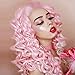 IMSTYLE Pink Curly Lace Front Wigs Women Cosplay Costume Daily Wear Bounce Fluffy Wig Hair Heat Resistant 26 Inch(Pink)