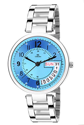 Image of IIK COLLECTION Round Dial Stainless Steel Bracelet Chain Analogue Day & Date Functioning Watch For Women And Girls, Dial Color-Assorted