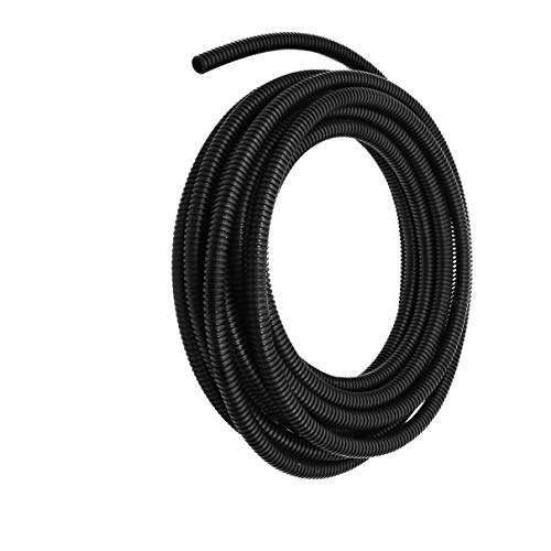 Aexit 10mm Dia Wiring & Connecting 32.8Ft Black Corrugated Shaped Pipe Heat-Shrink Tubing Bellows Tube