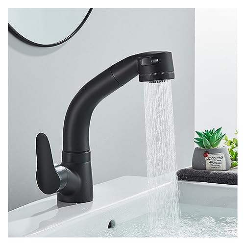Robinet d'évier extractible blanc et noir réglable en hauteur