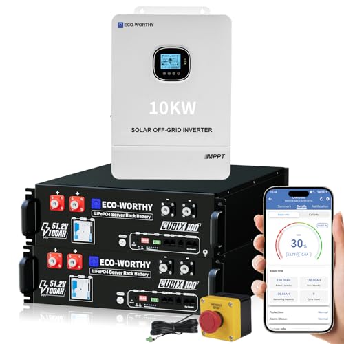 ECO-WORTHY Home Power Station Backup Power,AC 10000W Output+10240Wh LiFePO4 Battery Support Communication,Bluetooth and WiFi,Fast Charge,for Home Back