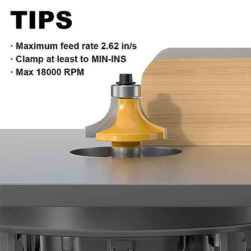 Image of Roundover Router Bit 1 /2 Shank, 7 /16 inch Radius Round Over Router Bits, Router Bits Round Over for Edging Forming Rounding Woodworking Cutter