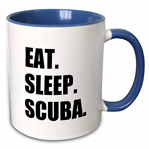 3dRose Eat Sleep Scuba dive - diving enthusiast passionate diver - black text 15oz Two-Tone Blue Mug