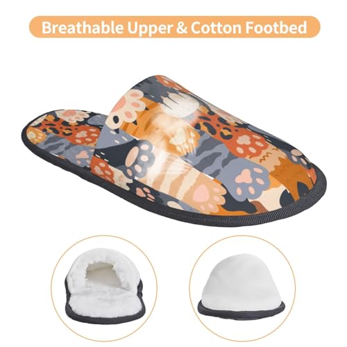 Cute Cat Paw Print Women'S Fuzzy Slip On Indoor Outdoor Winter House Slippers4