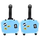 Abaodam Etiquetas de Equipaje para Maletas 2 Unidades Azul Pvc Diseño Dibujos Animados Tarjeta Embarque Identificador Viaje Accesorio Práctico para Bolsas y Mochilas
