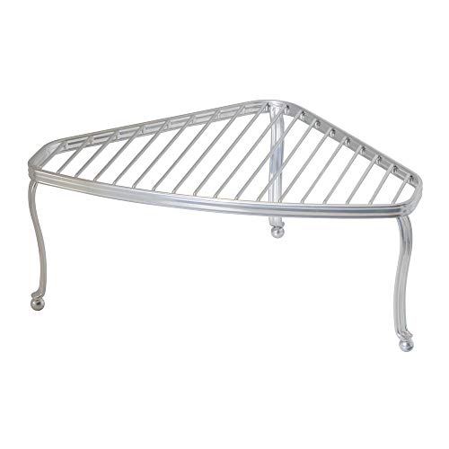 mDesign Decorative Metal Wire Corner Shelf 2 Tier Raised Storage