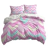 Bedding Set Chevron Minimalist Art Breathable Comforter Cover for Boys Girls Teens,Reversible Duvet Cover Kids Light Gray Bed Set Room Decor Full Size 80x90 inch (No Comforter)