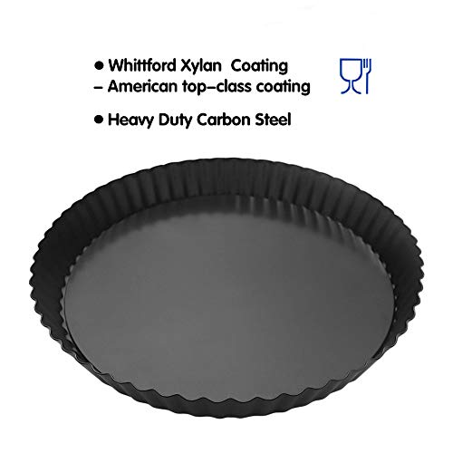 Quiche Tart Pan - 8Inch Non-Stick Removable Loose Bottom Quiche Pan, Fluted Round Tart Pie Pan, Carbon Steel #TOP1