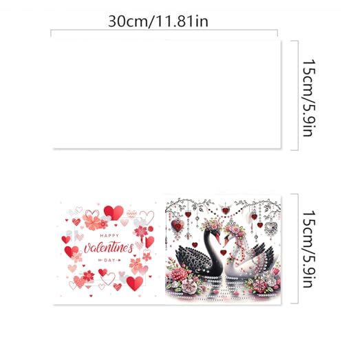 Awesocrafts 6pcs Swan Love DIY Diamond Painting Kits, 5D Art Cards with Envelopes, Xmas 30 * 15cm, 15cm x 15cm - Image 2