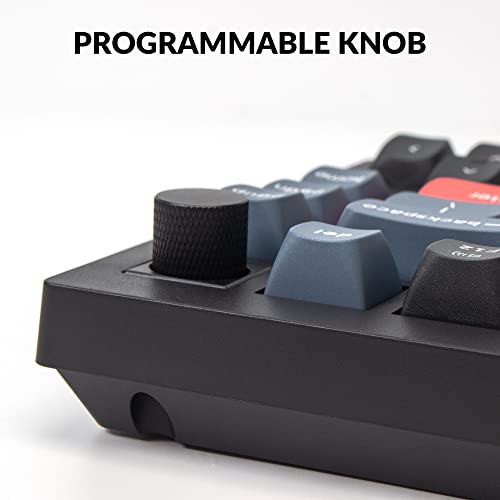 Keychron V1 Wired Custom Mechanical Keyboard Knob Version, 75% Layout Qmk/Via Programmable With Hot-Swappable Keychron K Pro Brown Switch Compatible With Mac Windows Linux Carbon Black Non-Transparent #TOP2