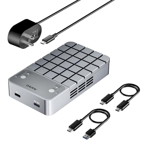 MAIWO Dual Bay RAID Enclosure for M.2 NVMe SATA SSD with Clone RAID 0 RAID 1, USB C 3.2 GEN2x2 20Gbps, M.2 SSD Cloner Duplicator with Cooling Fan, Dual Data Cables, 5V 3A Power Adapter, Aluminum
