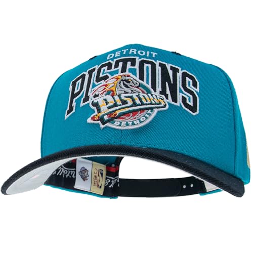 Mitchell & Ness Team Arch Casquette de Baseball avec Fermeture Classic Red Snapback - Detroit Pistons (Turquoise/Noir)