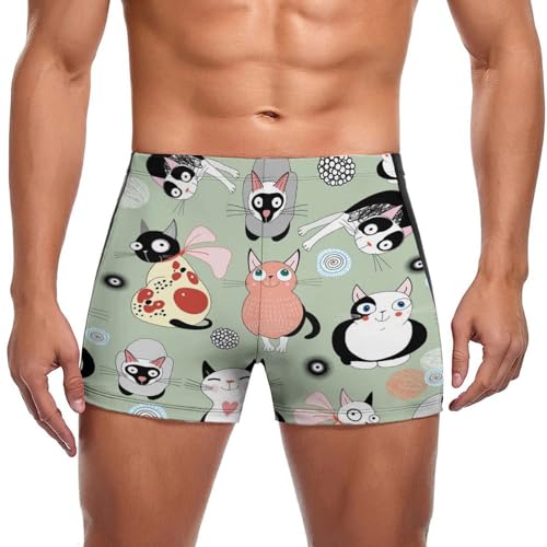 Slip de bain chat en peluche pour homme en maille respirante