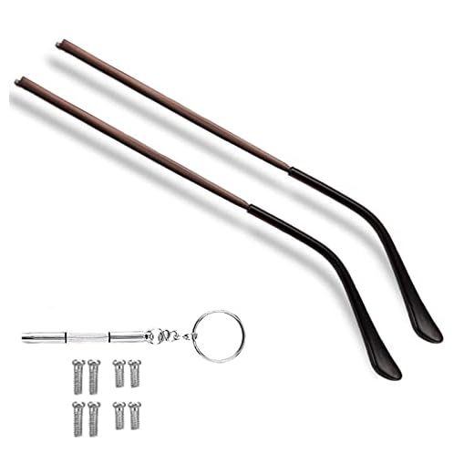 OPUGIT Metal Glasses Replacement Temple, Eyeglass Arms Legs Replacement, Glasses Repair Kit Universal Eyeglasses Replacement, DIY Temples for Glasses with Screws(1 Pair, Brown)