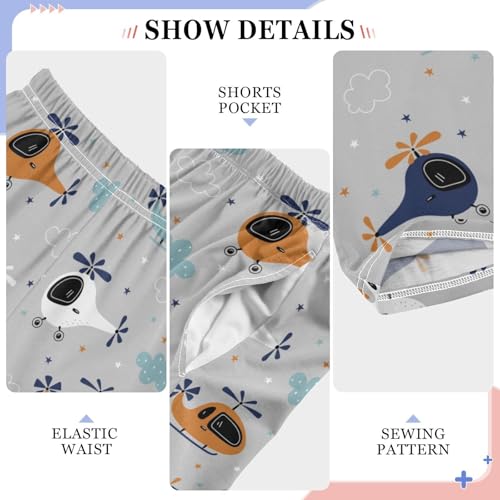 ZZXXB Airplane Clouds Print Boys Long Pants Soft Trousers Elastic Waist Kids Lounge Bottoms with Pockets S-XL4