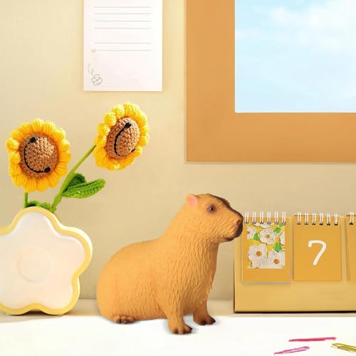 Sculpture capybara de 28 cm avec finitions détaillées en résine durable pour jardin chic