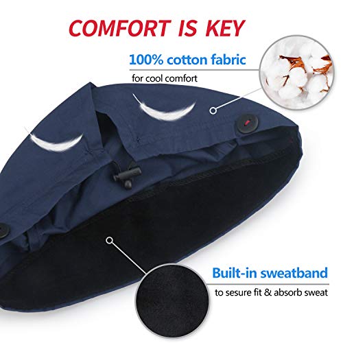 Image of ABAMERICA Working Caps with Button and Sweatband, Adjustable Working Hats for Women Men, One Size(Tie Back or Toggle)