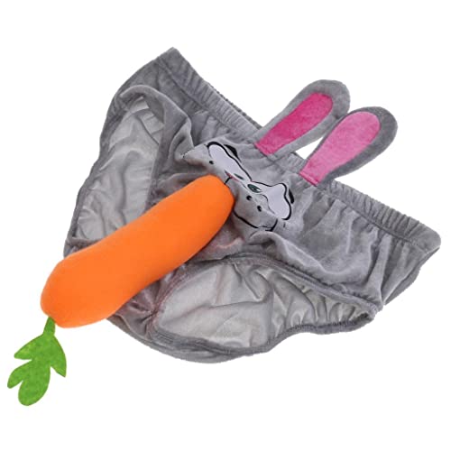 chiwanji Hommes Slip Lapin Carotte sous-vêtement Drôle Cadeau pour Enterrement de Mariage, Gris, 1 unité, Une Taille, FR/ES, Basse, Sport, Léger, Laine/100%