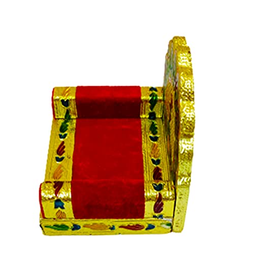 Image of DMS RETAIL Wooden Handcrafted Peacock Sinhasan for Mandir|Sihasan for Laddu Gopal|Shihasan for God (6X6 Inch)