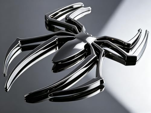 Image of 2PCS 3D Spider Emblem Car Sticker Metal Chrome Silver Spider Badges Sticker for Universal Car Vehicle, Truck, Motorcycle, RV, Scooter, SUV, Door, Window for Headphone Decorations (Black)