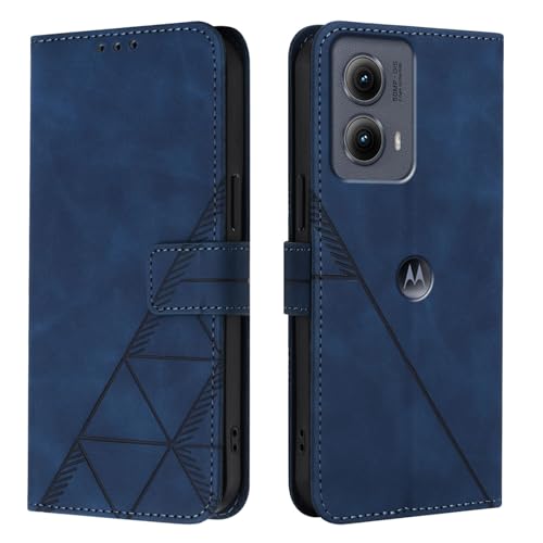 Asdsinfor Faux Leather Flip Wallet Case for Motorola Edge (2024), YBS Blue