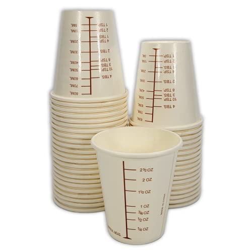 50 3oz Coated Paper Graduated Measuring Cups for Mixing Paint, Stain, Epoxy, Resin; Disposable, Recyleable, from Renewable Resource Bamboo, Wax Coated by NetSellsIt