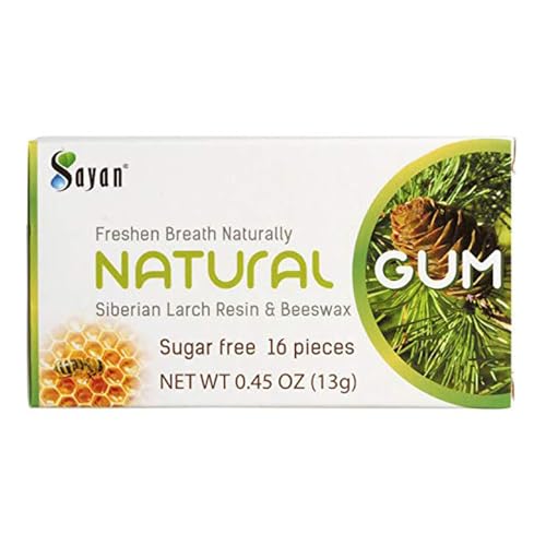 Sayan Sugar-Free All Natural Siberian Larch Tree Resin and Beeswax Chewing Gum – 2 Packs (32 Pieces) for Fresh Breath – Vegetarian